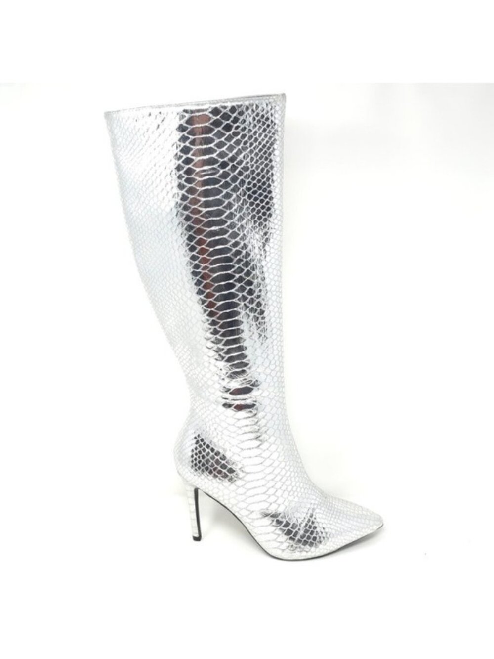 INC Jelpp Silver Snake Tall Knee High Stiletto Boots Size 8.5M - Picture 3 of 10